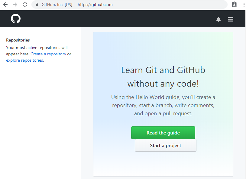 Image showing GitHub logged in home page