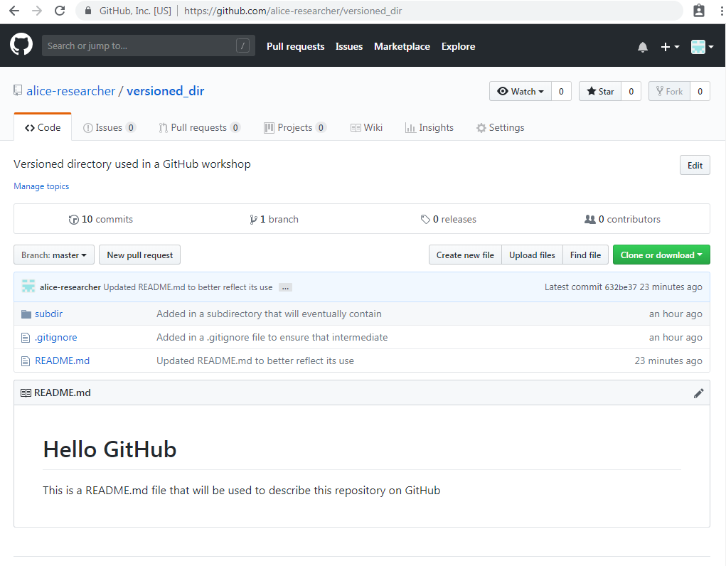 Image of GitHub, post-commit